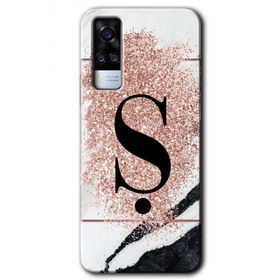 Vivo Y51 Pembe Mermer Desenli Ş Harfi Baskılı Uyumlu Silikon Kılıf
