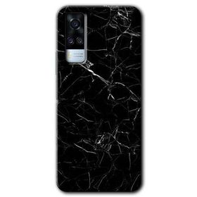 Vivo Y51 Siyah Mermer Baskılı Uyumlu Silikon Kılıf