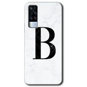 Vivo Y51A Beyaz Mermer Desenli B Harfi Baskılı Uyumlu Silikon Kılıf