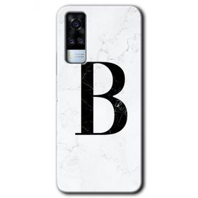 Vivo Y51A Beyaz Mermer Desenli B Harfi Baskılı Uyumlu Silikon Kılıf