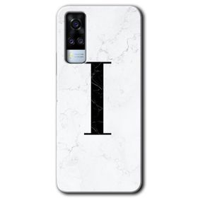Vivo Y51A Beyaz Mermer Desenli D Harfi Baskılı Uyumlu Silikon Kılıf