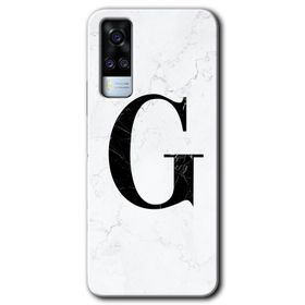 Vivo Y51A Beyaz Mermer Desenli D Harfi Baskılı Uyumlu Silikon Kılıf