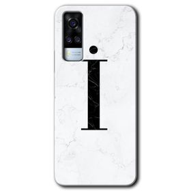 Vivo Y51A Beyaz Mermer Desenli D Harfi Baskılı Uyumlu Silikon Kılıf