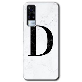 Vivo Y51A Beyaz Mermer Desenli D Harfi Baskılı Uyumlu Silikon Kılıf