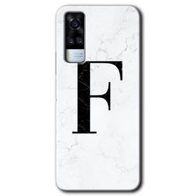 Vivo Y51A Beyaz Mermer Desenli D Harfi Baskılı Uyumlu Silikon Kılıf