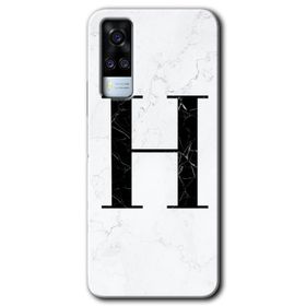 Vivo Y51A Beyaz Mermer Desenli D Harfi Baskılı Uyumlu Silikon Kılıf