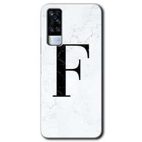 Vivo Y51A Beyaz Mermer Desenli F Harfi Baskılı Uyumlu Silikon Kılıf