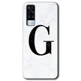 Vivo Y51A Beyaz Mermer Desenli G Harfi Baskılı Uyumlu Silikon Kılıf