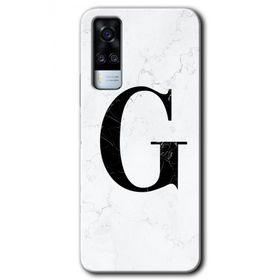 Vivo Y51A Beyaz Mermer Desenli G Harfi Baskılı Uyumlu Silikon Kılıf