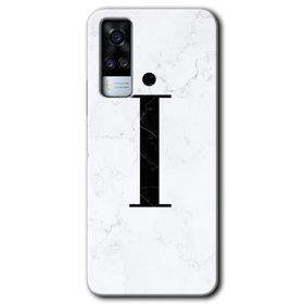 Vivo Y51A Beyaz Mermer Desenli İ Harfi Baskılı Uyumlu Silikon Kılıf