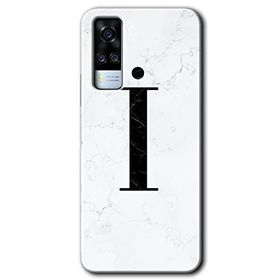 Vivo Y51A Beyaz Mermer Desenli İ Harfi Baskılı Uyumlu Silikon Kılıf