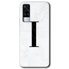 Vivo Y51A Beyaz Mermer Desenli İ Harfi Baskılı Uyumlu Silikon Kılıf
