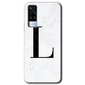 Vivo Y51A Beyaz Mermer Desenli L Harfi Baskılı Uyumlu Silikon Kılıf