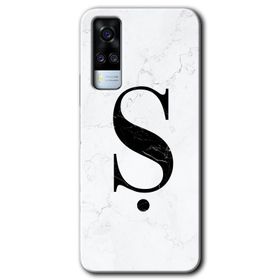 Vivo Y51A Beyaz Mermer Desenli M Harfi Baskılı Uyumlu Silikon Kılıf