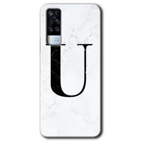 Vivo Y51A Beyaz Mermer Desenli M Harfi Baskılı Uyumlu Silikon Kılıf