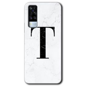 Vivo Y51A Beyaz Mermer Desenli M Harfi Baskılı Uyumlu Silikon Kılıf