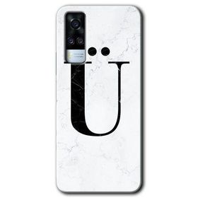 Vivo Y51A Beyaz Mermer Desenli Ü Harfi Baskılı Uyumlu Silikon Kılıf