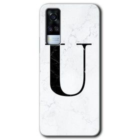 Vivo Y51A Beyaz Mermer Desenli Ü Harfi Baskılı Uyumlu Silikon Kılıf