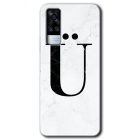 Vivo Y51A Beyaz Mermer Desenli Ü Harfi Baskılı Uyumlu Silikon Kılıf