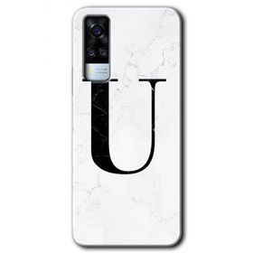 Vivo Y51A Beyaz Mermer Desenli Ü Harfi Baskılı Uyumlu Silikon Kılıf