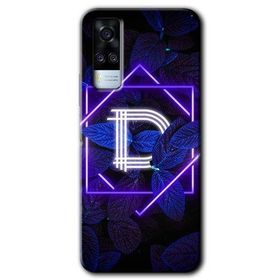 Vivo Y51A Dark Neon Yaprak D Harfi Baskılı Uyumlu Silikon Kılıf