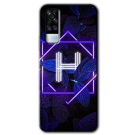 Vivo Y51A Dark Neon Yaprak H Harfi Baskılı Uyumlu Silikon Kılıf