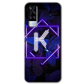 Vivo Y51A Dark Neon Yaprak K Harfi Baskılı Uyumlu Silikon Kılıf