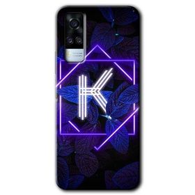 Vivo Y51A Dark Neon Yaprak K Harfi Baskılı Uyumlu Silikon Kılıf