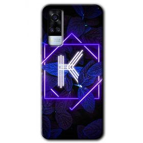Vivo Y51A Dark Neon Yaprak K Harfi Baskılı Uyumlu Silikon Kılıf