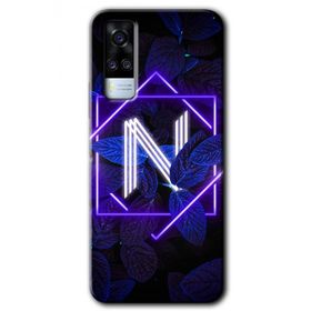 Vivo Y51A Dark Neon Yaprak N Harfi Baskılı Uyumlu Silikon Kılıf