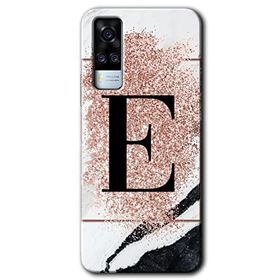 Vivo Y51A Pembe Mermer Desenli E Harfi Baskılı Uyumlu Silikon Kılıf
