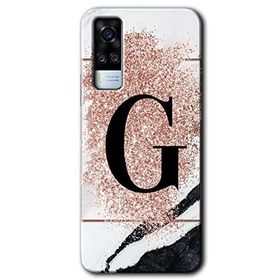 Vivo Y51A Pembe Mermer Desenli G Harfi Baskılı Uyumlu Silikon Kılıf