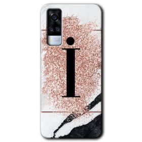 Vivo Y51A Pembe Mermer Desenli İ Harfi Baskılı Uyumlu Silikon Kılıf