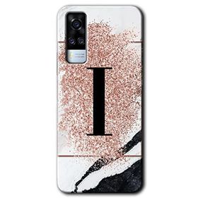 Vivo Y51A Pembe Mermer Desenli İ Harfi Baskılı Uyumlu Silikon Kılıf