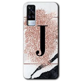 Vivo Y51A Pembe Mermer Desenli J Harfi Baskılı Uyumlu Silikon Kılıf