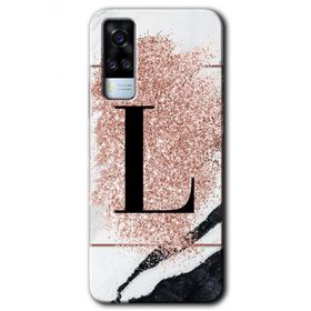 Vivo Y51A Pembe Mermer Desenli L Harfi Baskılı Uyumlu Silikon Kılıf