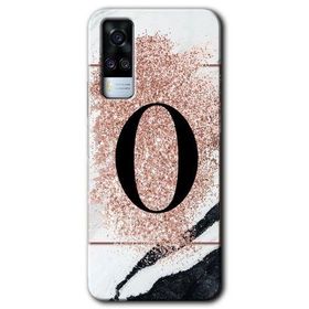 Vivo Y51A Pembe Mermer Desenli Ö Harfi Baskılı Uyumlu Silikon Kılıf