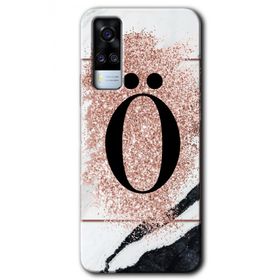 Vivo Y51A Pembe Mermer Desenli Ö Harfi Baskılı Uyumlu Silikon Kılıf