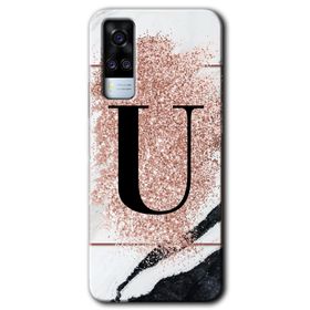 Vivo Y51A Pembe Mermer Desenli Ü Harfi Baskılı Uyumlu Silikon Kılıf