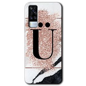 Vivo Y51A Pembe Mermer Desenli Ü Harfi Baskılı Uyumlu Silikon Kılıf