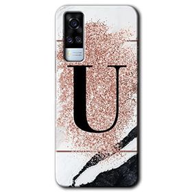 Vivo Y51A Pembe Mermer Desenli Ü Harfi Baskılı Uyumlu Silikon Kılıf