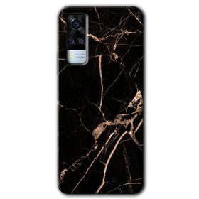 Vivo Y51A Siyah Gold Mermer Baskılı Uyumlu Silikon Kılıf