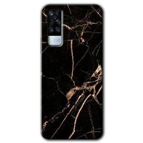 Vivo Y51A Siyah Gold Mermer Baskılı Uyumlu Silikon Kılıf