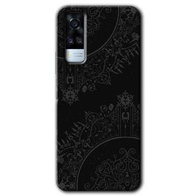 Vivo Y51A Siyah Mandala Baskılı Uyumlu Silikon Kılıf