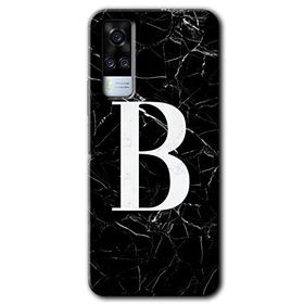 Vivo Y51A Siyah Mermer Desenli B Harfi Baskılı Uyumlu Silikon Kılıf