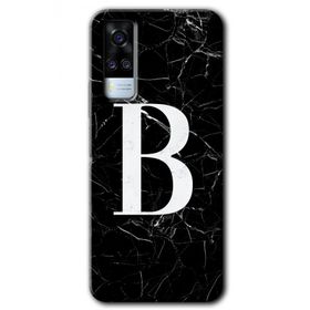 Vivo Y51A Siyah Mermer Desenli B Harfi Baskılı Uyumlu Silikon Kılıf