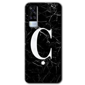 Vivo Y51A Siyah Mermer Desenli Ç Harfi Baskılı Uyumlu Silikon Kılıf