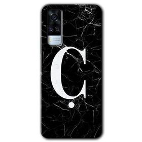 Vivo Y51A Siyah Mermer Desenli Ç Harfi Baskılı Uyumlu Silikon Kılıf