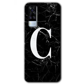 Vivo Y51A Siyah Mermer Desenli Ç Harfi Baskılı Uyumlu Silikon Kılıf