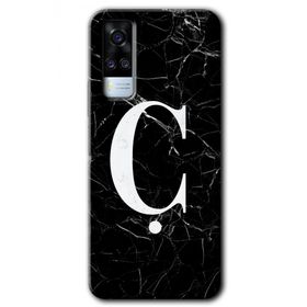 Vivo Y51A Siyah Mermer Desenli Ç Harfi Baskılı Uyumlu Silikon Kılıf